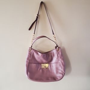 Michael Kors Pastel Plum Leather Shoulder Bag – Gold Hardware